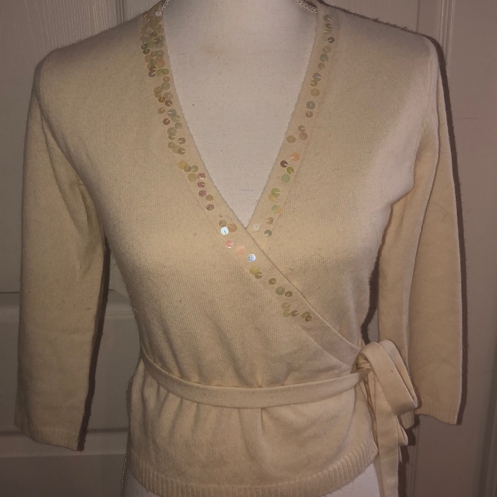 Autumn Cashmere Ivory Sequin Wrap Sweater